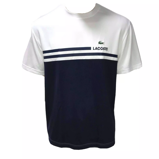 Lacoste Mens T Shirt XS Navy Blue White Colorblock Uv Protection Technical Pique