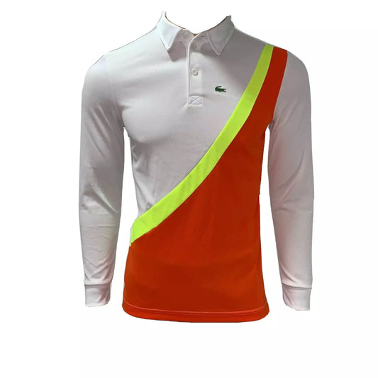 Lacoste Mens Polo Shirt XS Small Sport Tennis Lightweight White Orange Yellow