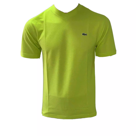 Lacoste Sport Mens T Shirt XS Fr 2 Yellow V Neck Waffle Knit Textured Cotton
