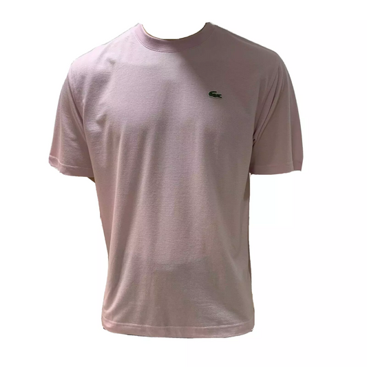 Lacoste Sport Mens T Shirt Large Fr 6 Pink Crew Neck Waffle Knit Textured Cotton