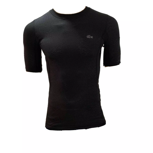 Lacoste Mens T Shirt Small Fr 3 Black Green Sport Compression Breathable TH2079