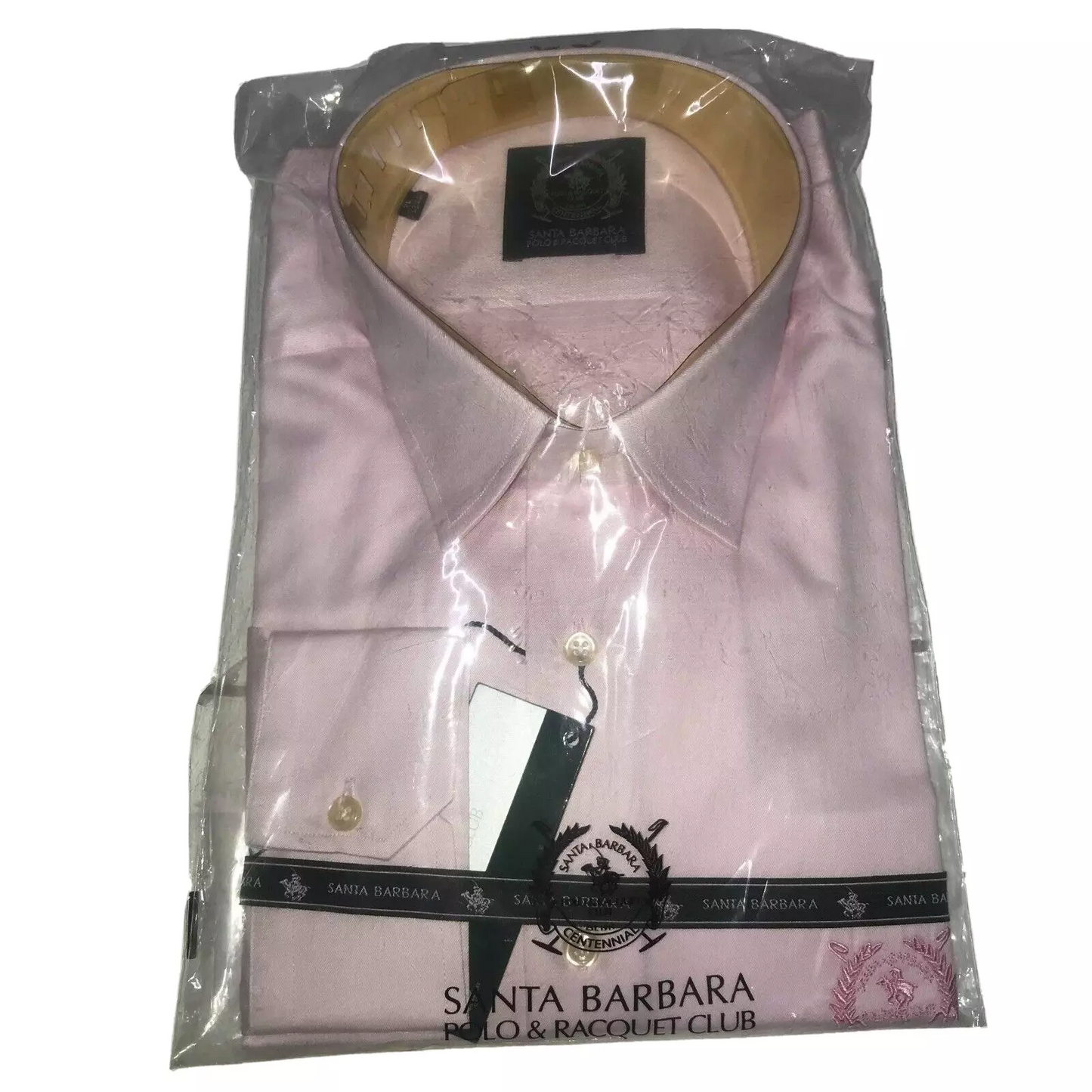 Santa Barbara Mens Custom Fit Shirt S XL Pink Button Down Cotton Long Sleeve