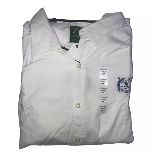 Santa Barbara Mens Custom Fit Shirt XXL White Button Down Cotton Long Sleeves