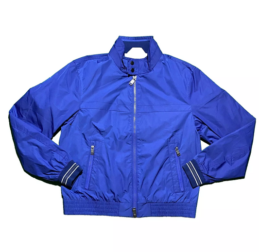 Hugo Boss Mens Jacket Windbraker Medium Blue Lightweight Full Zip Pockets