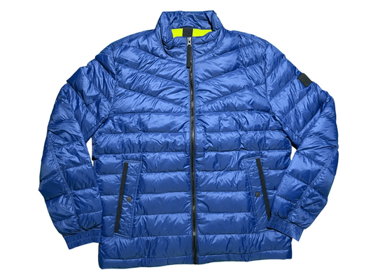 Hugo Boss Mens Olido Slim Fit Down Jacket XXL Blue Yellow Water Repellent Fleece