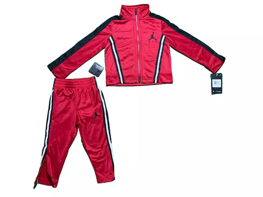 Nike Air Jordan Boy 2pc 3 4 Years 1 2 Years Jogging Set Tracksuit Black Red 4 Stripes