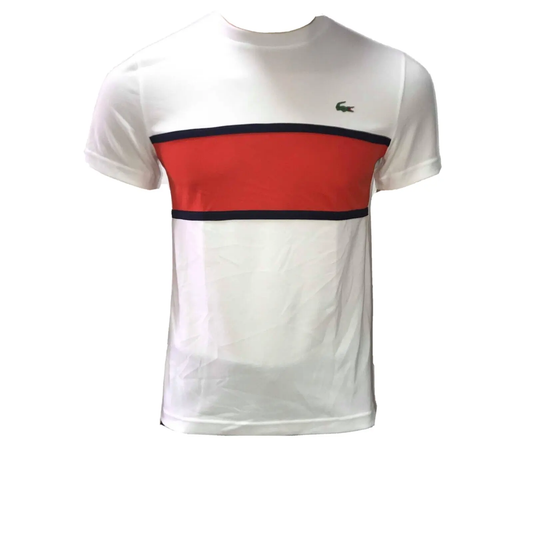 Lacoste Mens T Shirt XS Short Sleeve Colorblock Ultra Dry White Orange TH2097