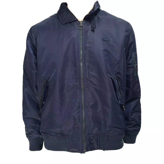 Lacoste Mens Jacket Medium Fr 50 Navy Blue Khaki Green Bomber Durable Padded Bh8405
