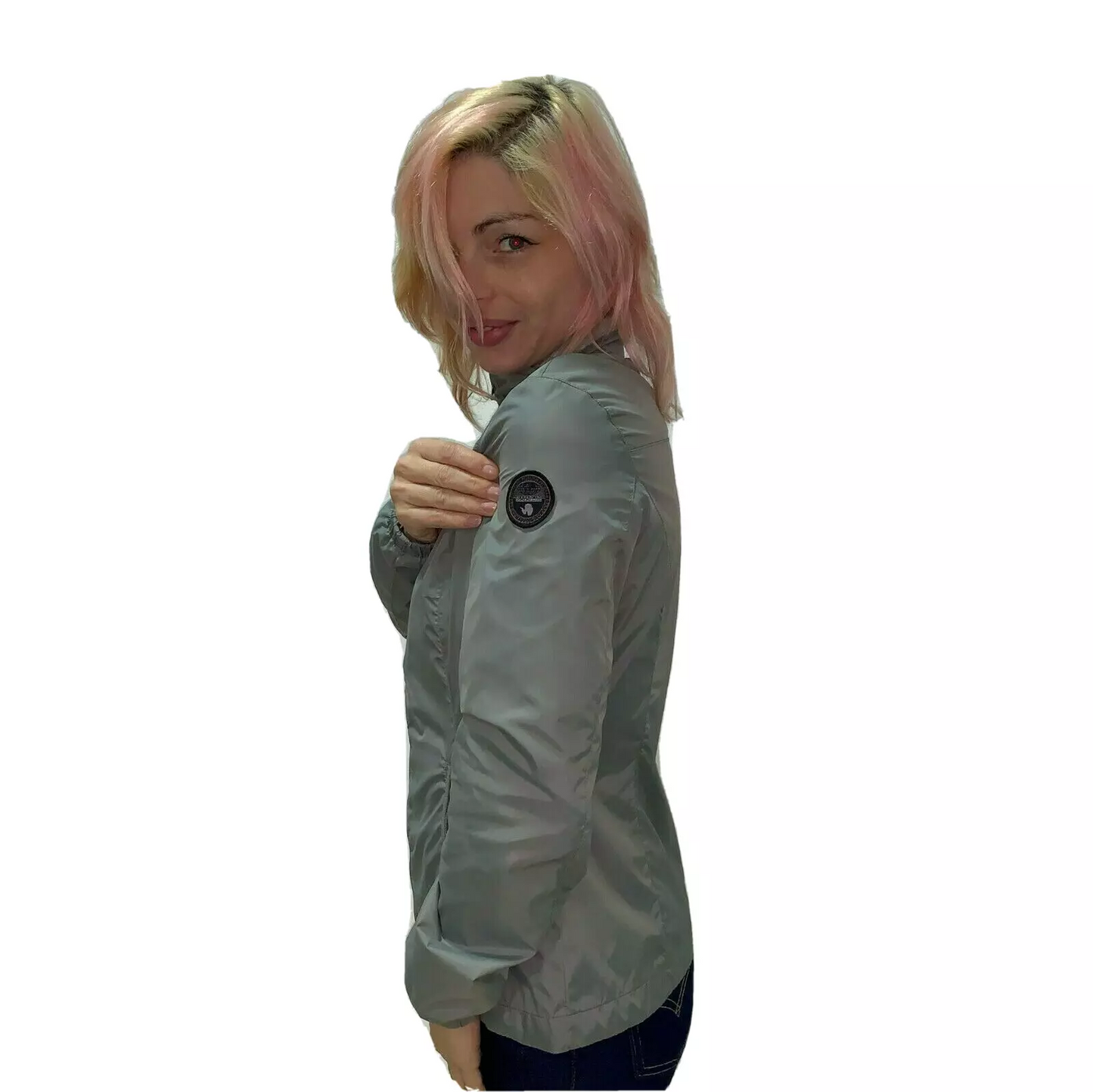 Napapijri Women Jacket 2XL Olive Green Windbreaker Water Resistant Lightweight