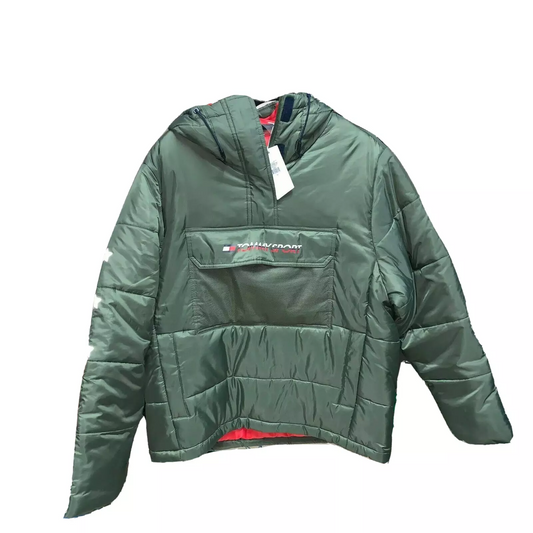 Tommy Hilfiger Women Jacket Small Green Pink Small Sport Hoodie Down Insulated