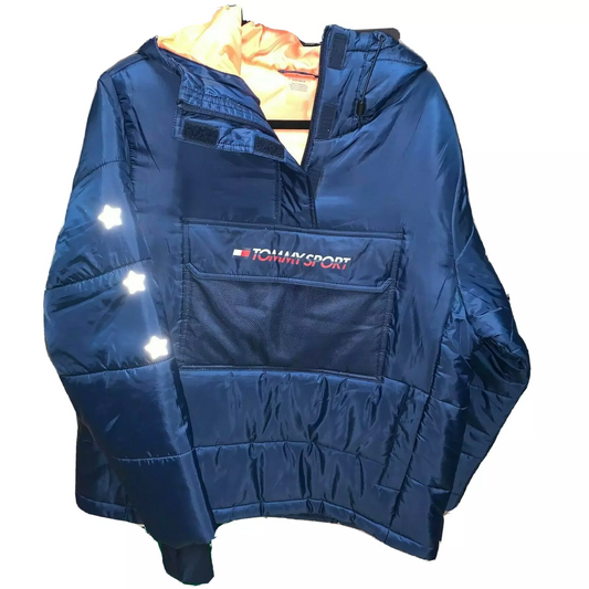 Tommy Hilfiger Women Jacket Small Navy Blue Small Sport Hoodie Down Insulated