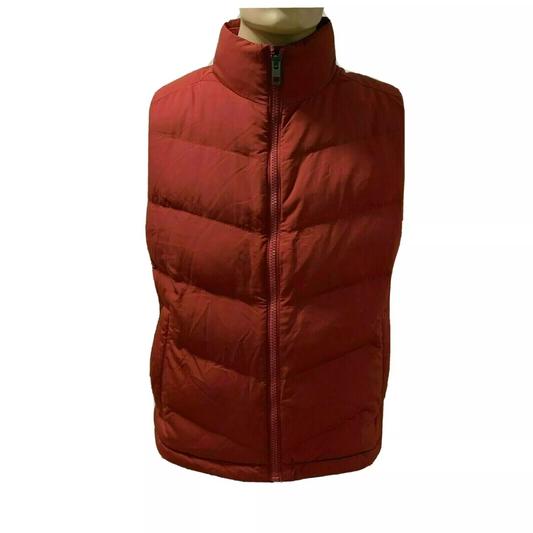 Hugo Boss Mens Vest Large 2XL Red Quilted Puffer Jacket Stand Up Collar Full Zip