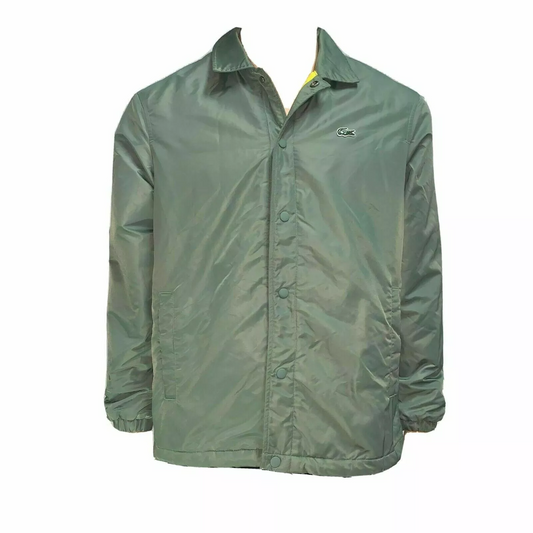 Lacoste Live Mens Bomber Jacket Fr 48 50 Khaki Green Buttoned Embroidered Casual