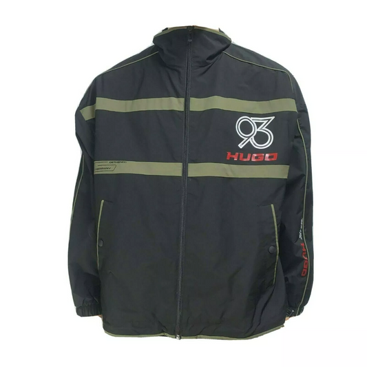 Hugo Boss Mens Jacket Medium Windbreaker 48 Black Green Lightweight Balcano 2021