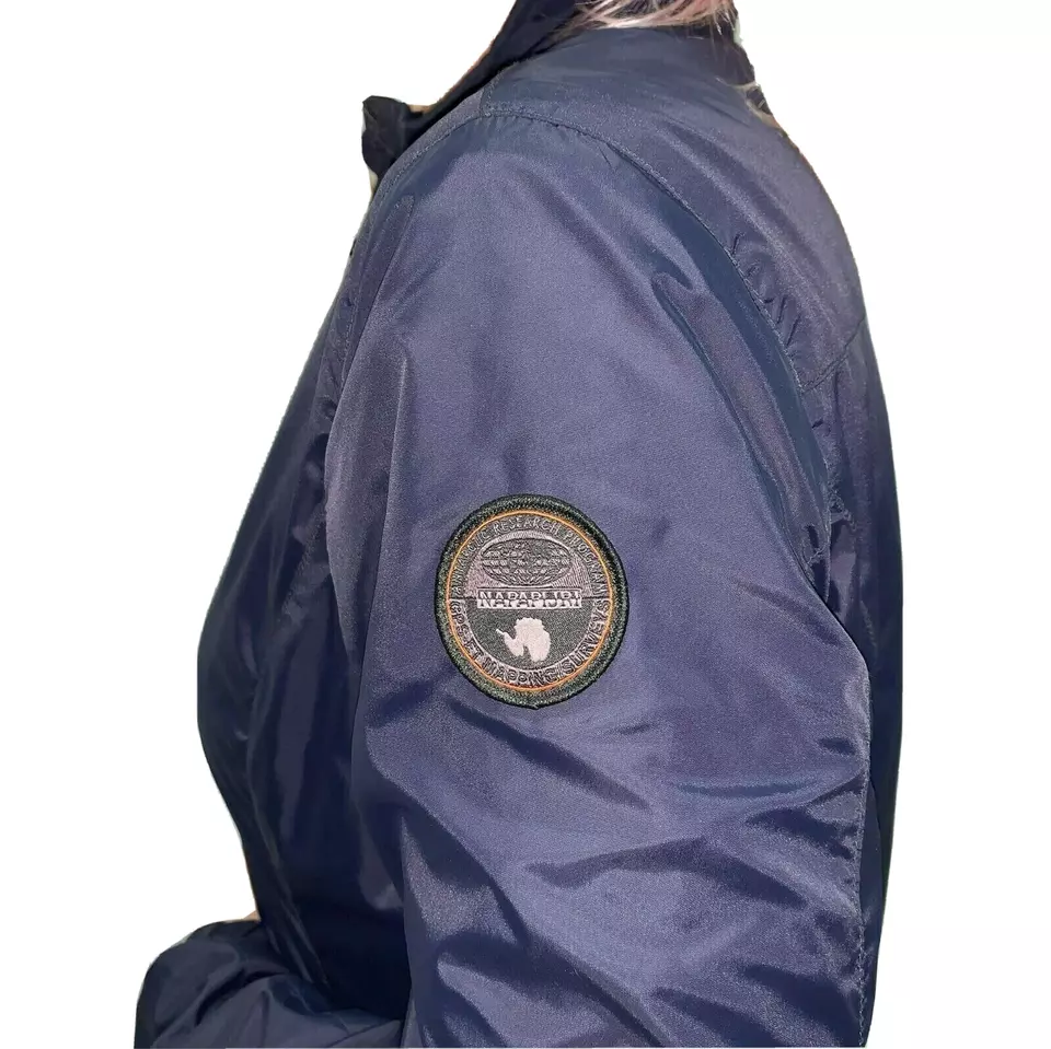Napapijri Women Jacket Small Navy Blue Windbreaker Water Resistant Lightweight
