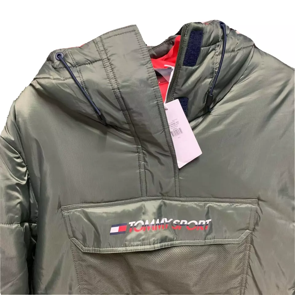 Tommy Hilfiger Women Jacket Small Green Pink Small Sport Hoodie Down Insulated