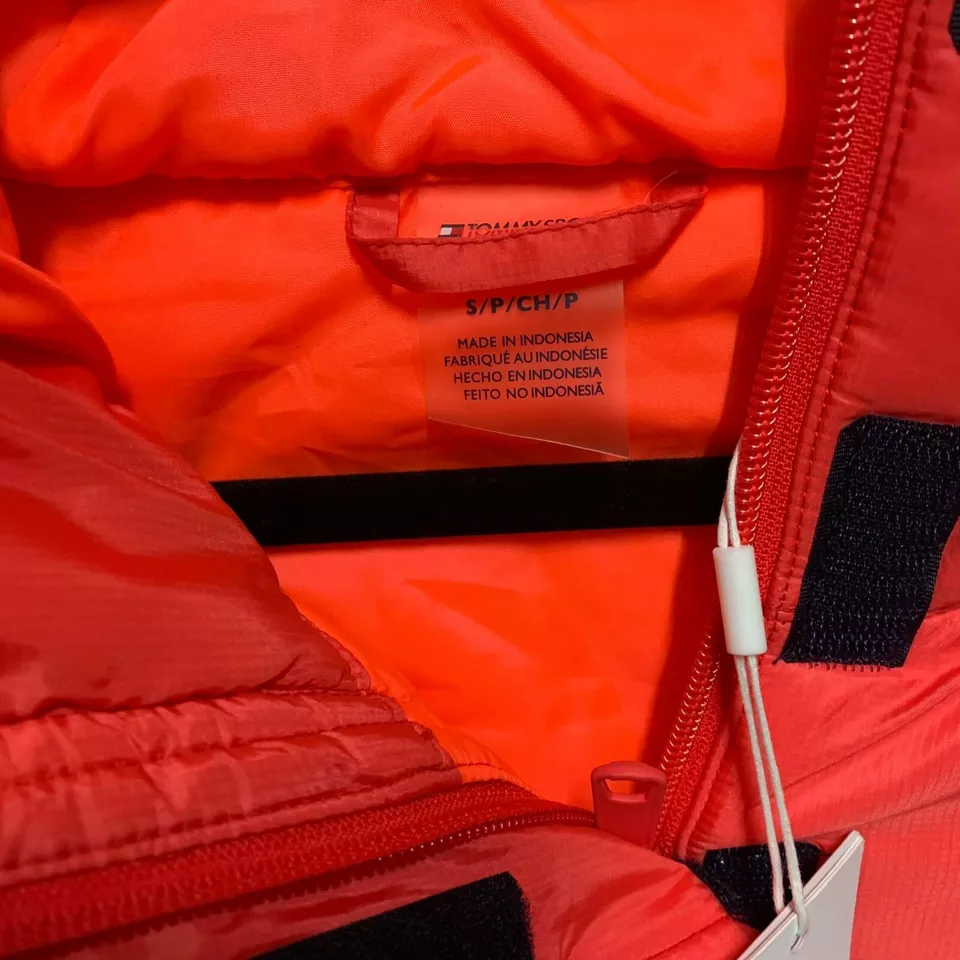 Tommy Hilfiger Women Jacket Small Pink Orange Small Sport Hoodie Down Insulated