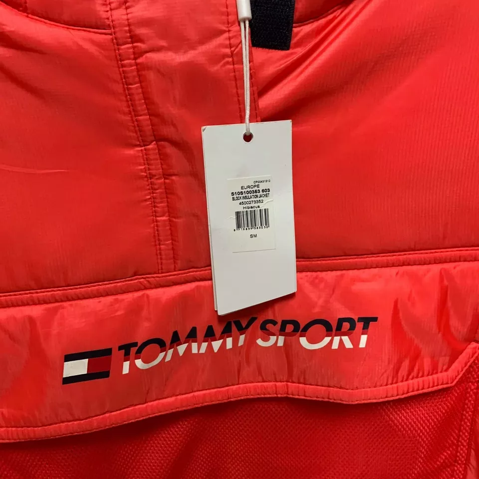 Tommy Hilfiger Women Jacket Small Pink Orange Small Sport Hoodie Down Insulated
