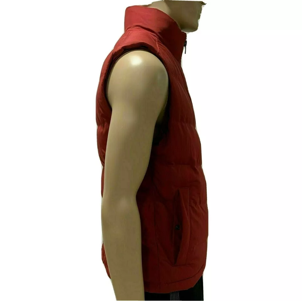 Hugo Boss Mens Vest Large 2XL Red Quilted Puffer Jacket Stand Up Collar Full Zip