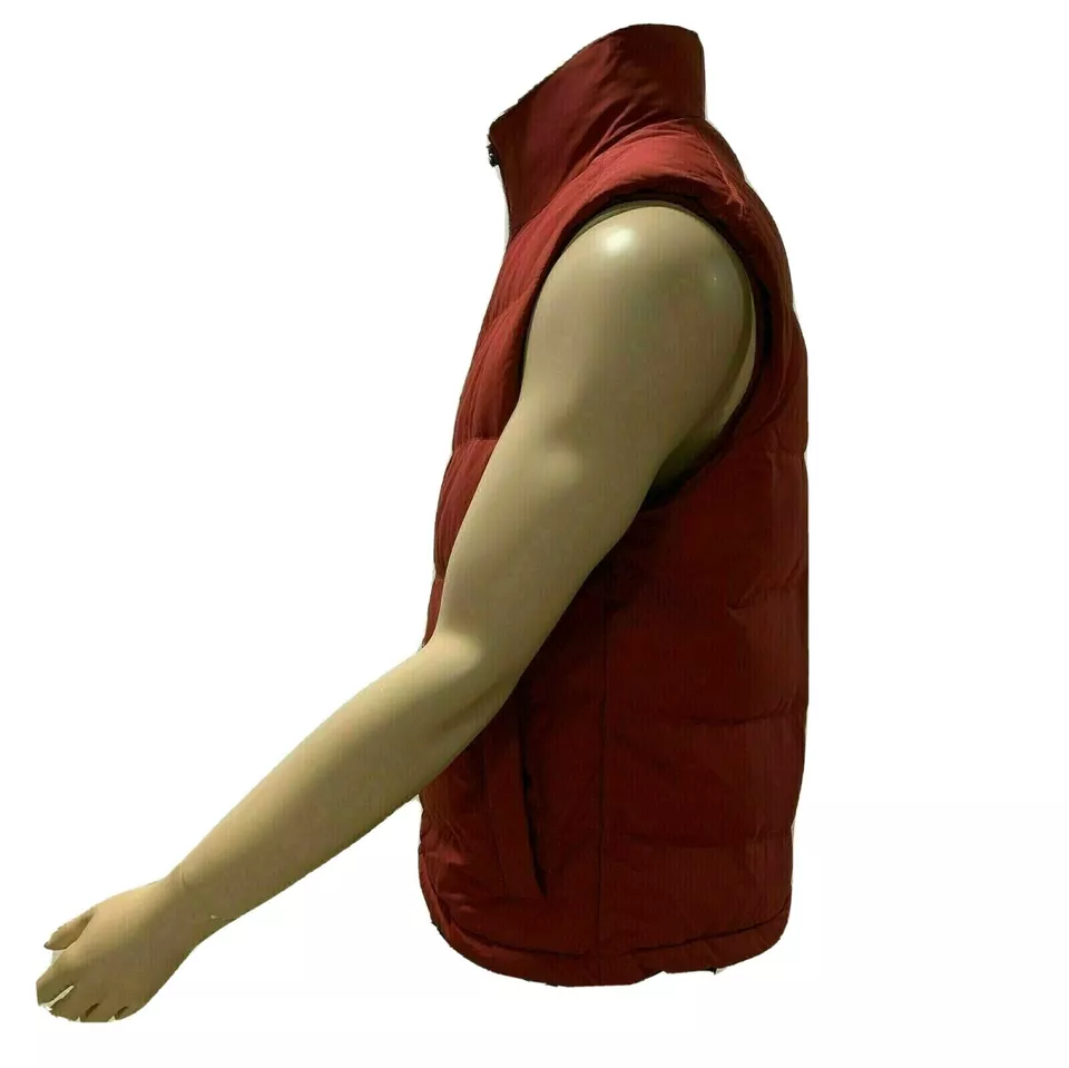 Hugo Boss Mens Vest Large 2XL Red Quilted Puffer Jacket Stand Up Collar Full Zip