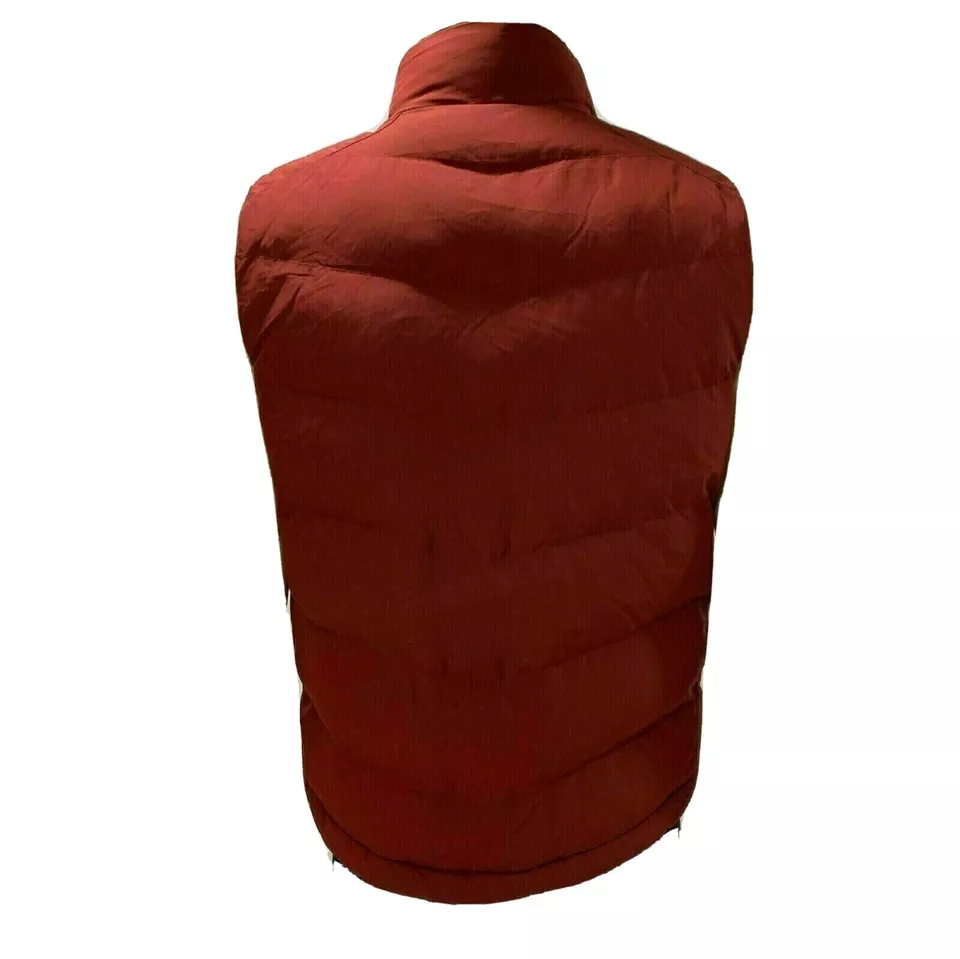 Hugo Boss Mens Vest Large 2XL Red Quilted Puffer Jacket Stand Up Collar Full Zip
