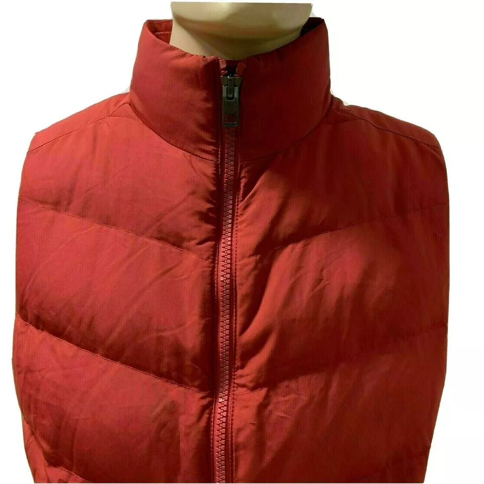 Hugo Boss Mens Vest Large 2XL Red Quilted Puffer Jacket Stand Up Collar Full Zip
