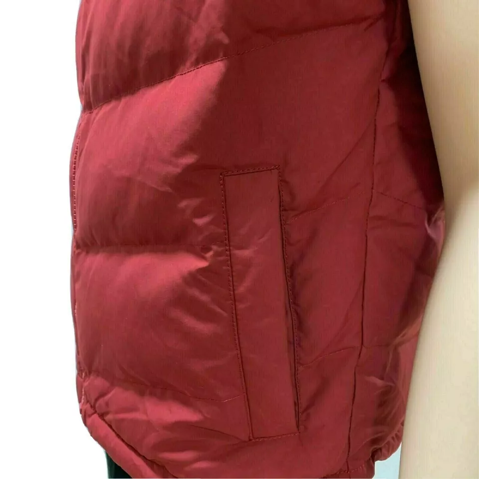 Hugo Boss Mens Vest Large 2XL Red Quilted Puffer Jacket Stand Up Collar Full Zip