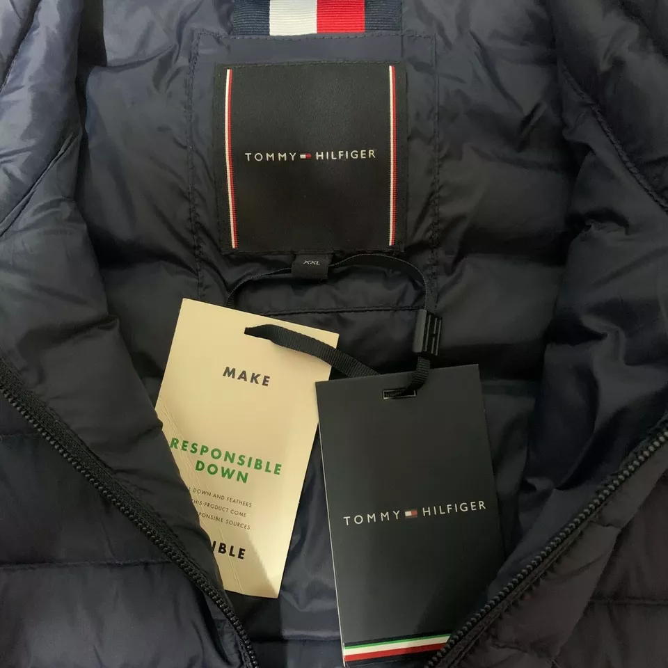 Tommy Hilfiger Mens Puffer Jacket 2XL Navy Blue Core Packable Down MW0MW12720