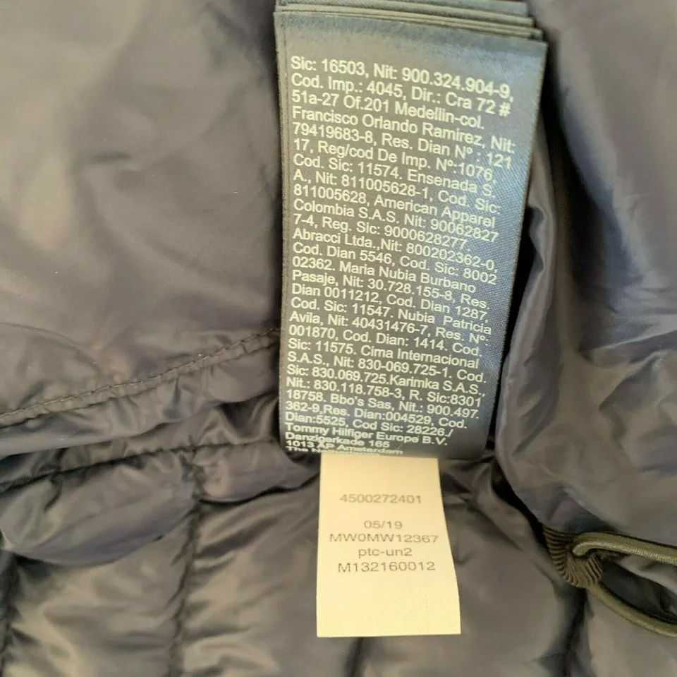 Tommy Hilfiger Mens Puffer Jacket 2XL Navy Blue Core Packable Down MW0MW12720