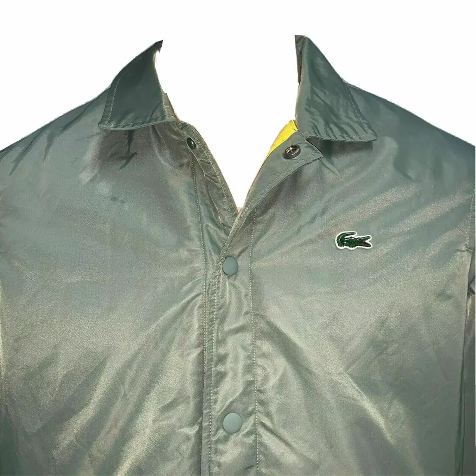 Lacoste Live Mens Bomber Jacket Fr 48 50 Khaki Green Buttoned Embroidered Casual