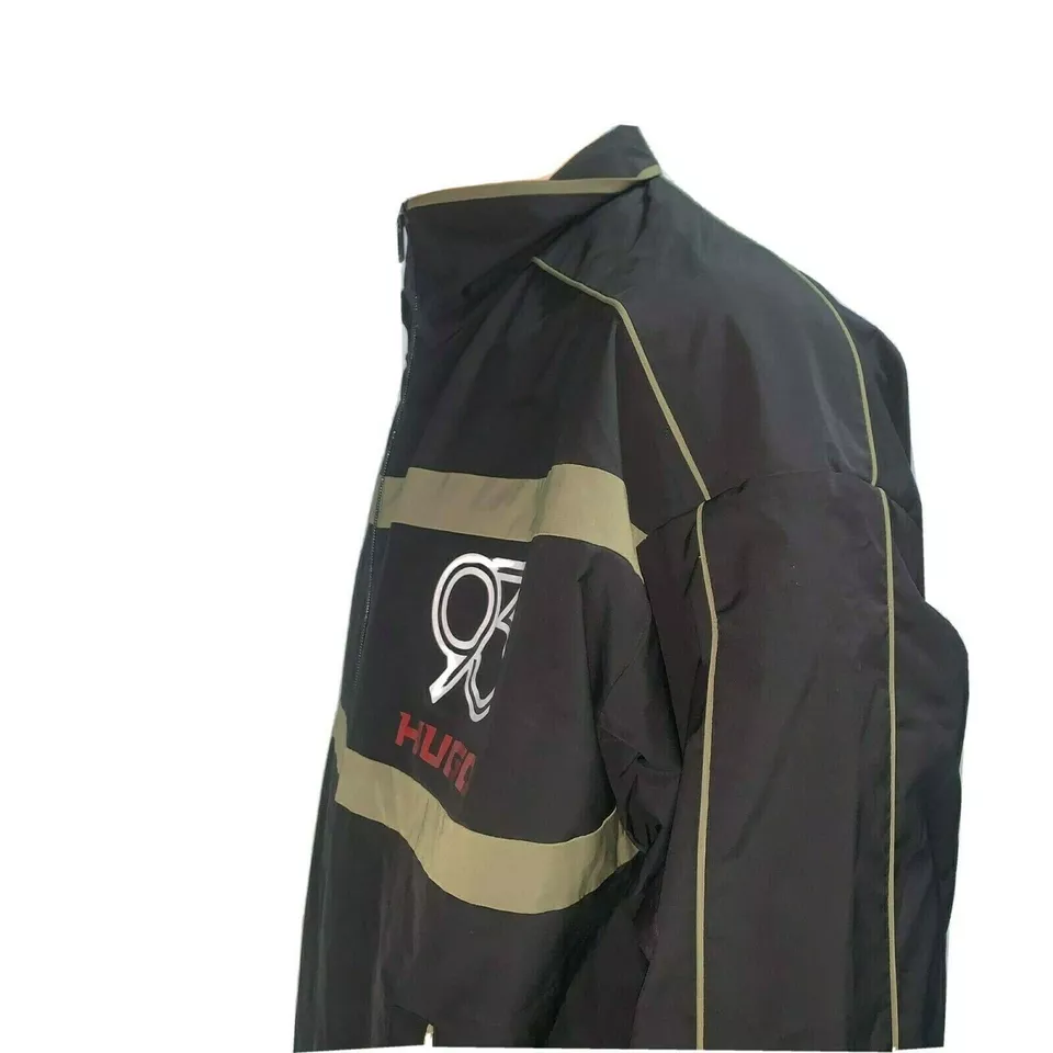 Hugo Boss Mens Jacket Medium Windbreaker 48 Black Green Lightweight Balcano 2021