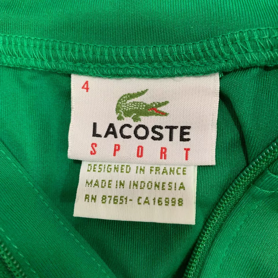 Lacoste Mens Sport Zip Neckline Tennis T Shirt Basic Long Sleeves M Green