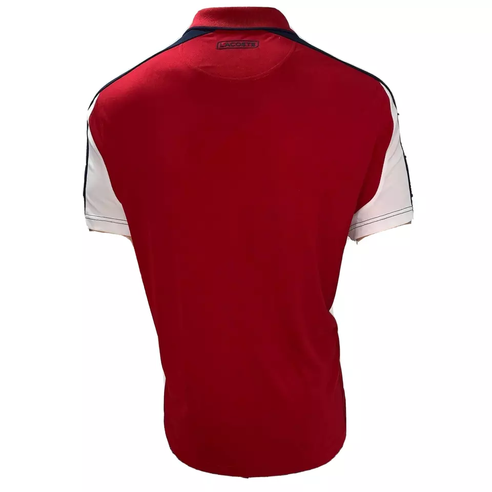 Lacoste Polo Zip Neck Contrast Pique XS Fr 2 Red White DH9480 Tennis Sport Polo