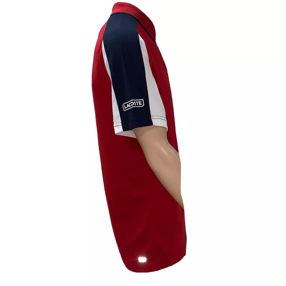 Lacoste Polo Zip Neck Contrast Pique XS Fr 2 Red White DH9480 Tennis Sport Polo