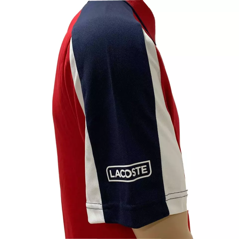 Lacoste Polo Zip Neck Contrast Pique XS Fr 2 Red White DH9480 Tennis Sport Polo