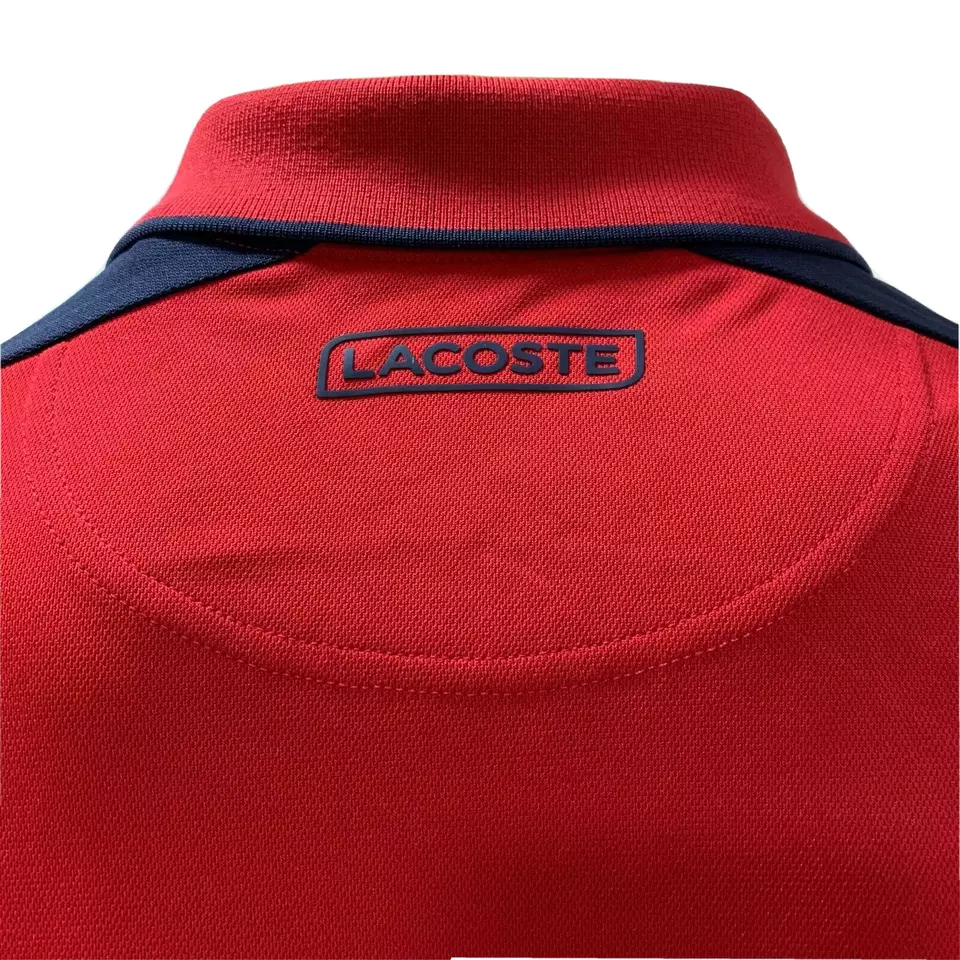 Lacoste Polo Zip Neck Contrast Pique XS Fr 2 Red White DH9480 Tennis Sport Polo