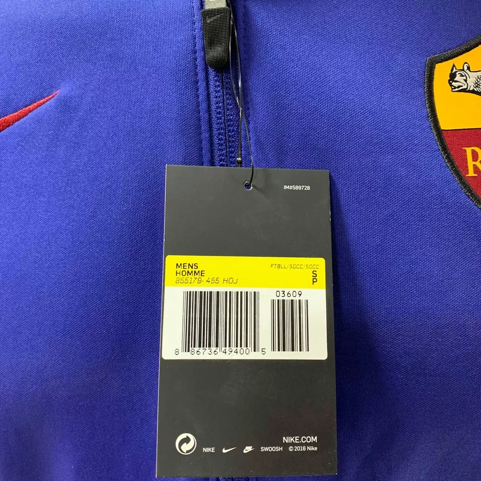 Nike Mens Track Jacket Dri Fit Foorball Roma 855179 Medium Blue Red Gold