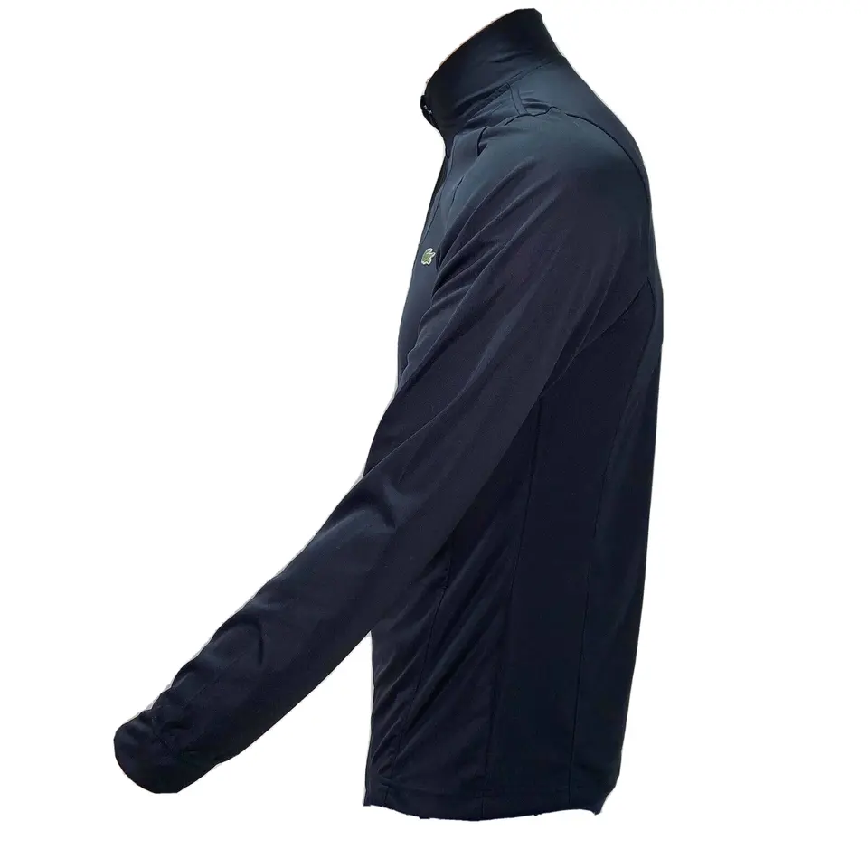 Lacoste Mens Sport Zip Neckline Tennis T Shirt Basic Long Sleeves M Navy Blue