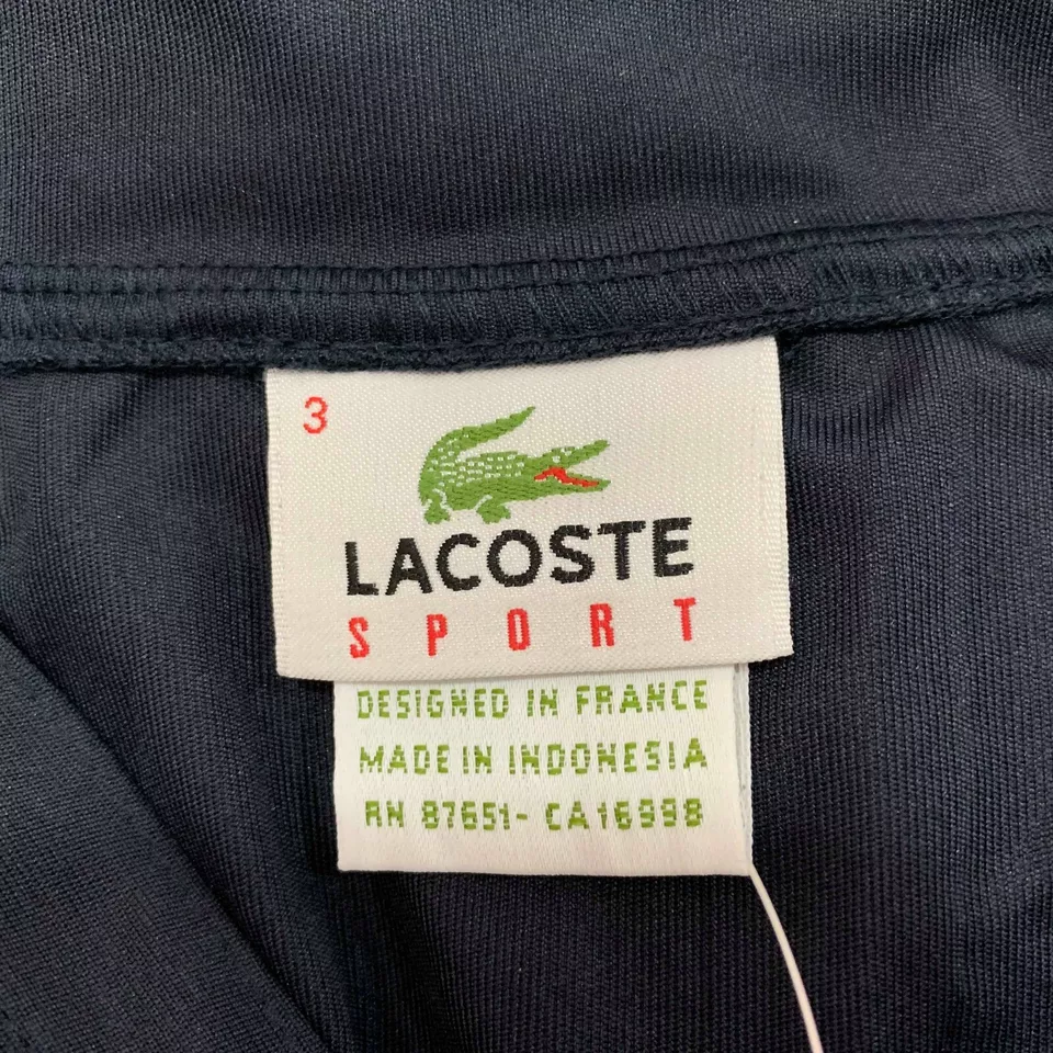 Lacoste Mens Sport Zip Neckline Tennis T Shirt Basic Long Sleeves M Navy Blue