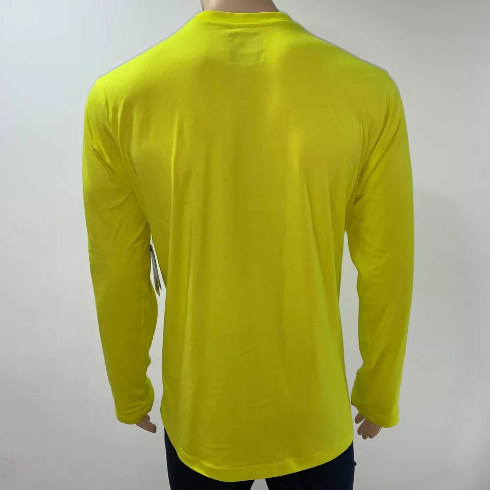 Nike Mens T Shirt XL Long Sleeves Yellow Marker Front Pocket Dry Fit