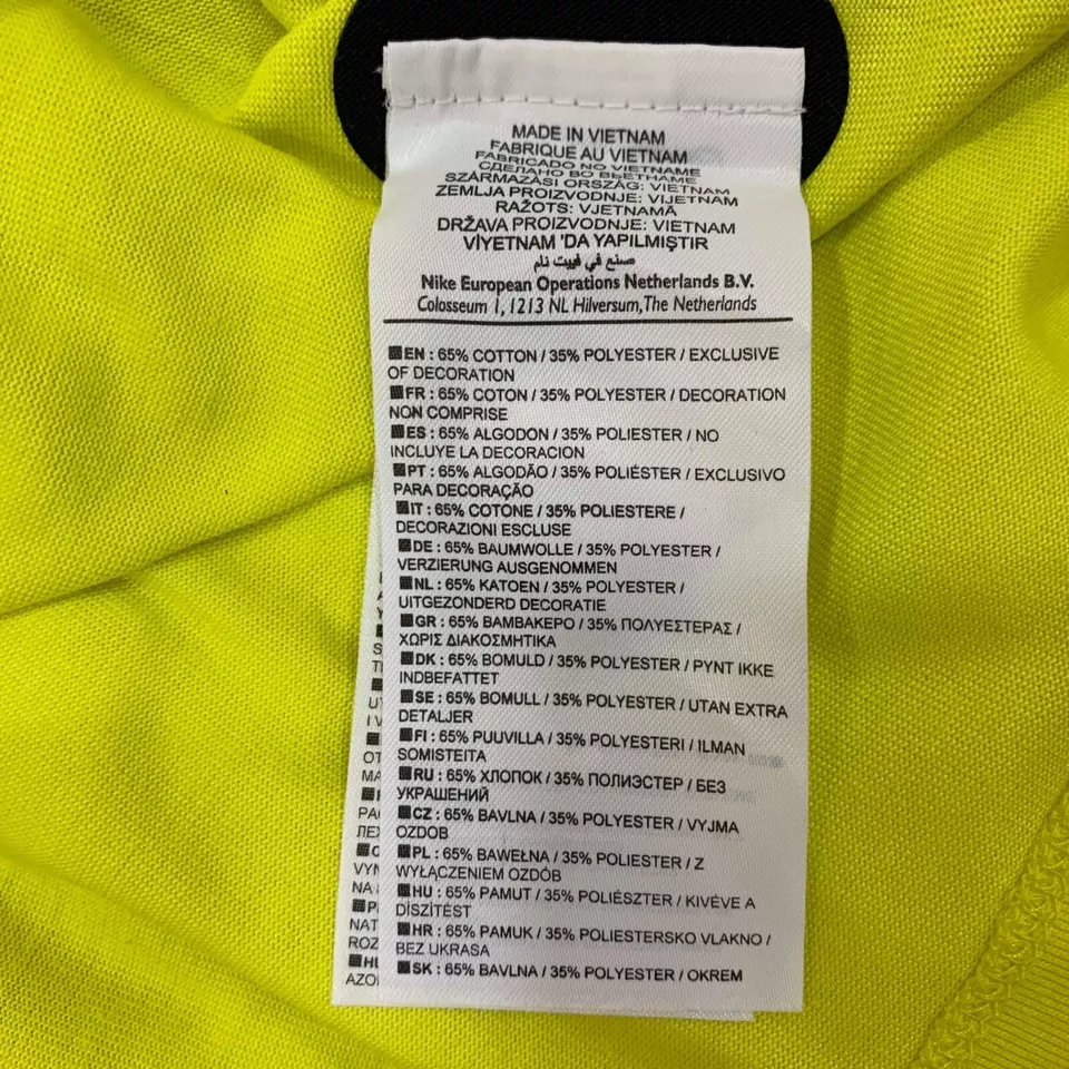 Nike Mens T Shirt XL Long Sleeves Yellow Marker Front Pocket Dry Fit
