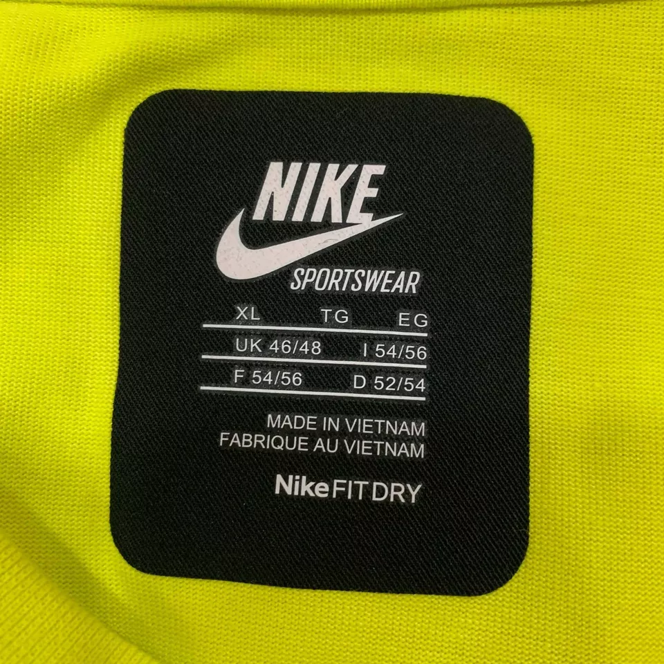 Nike Mens T Shirt XL Long Sleeves Yellow Marker Front Pocket Dry Fit
