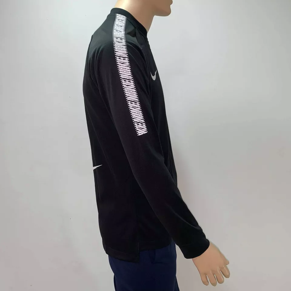 Nike Mens Track Jacket Black White Full Zip Dry Fit S M L XL Football Running