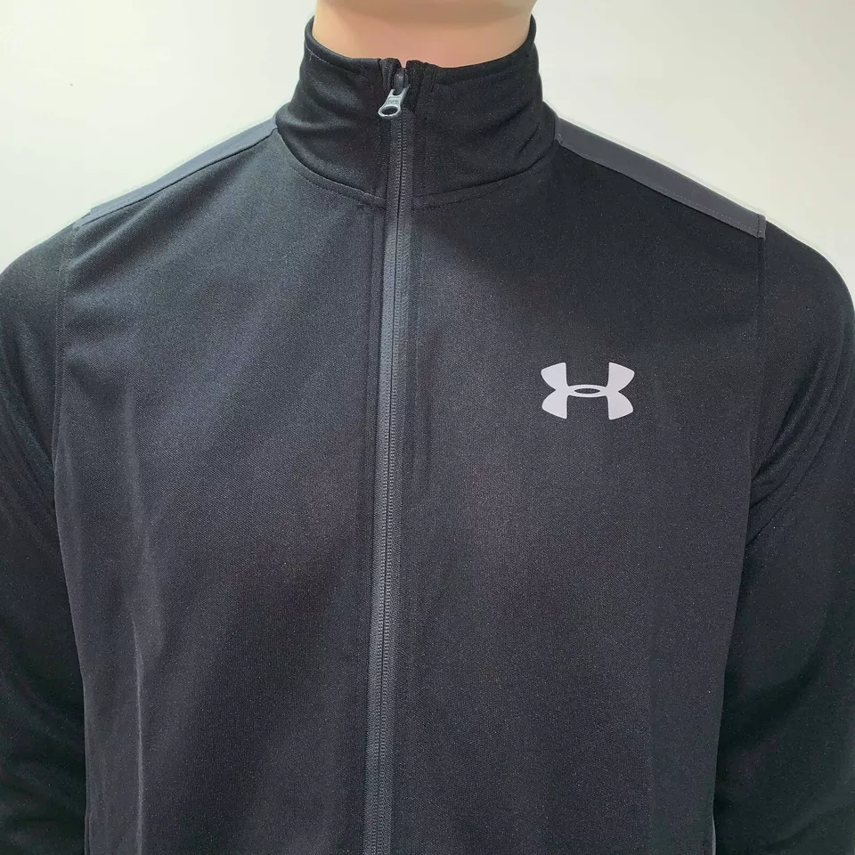 Under Armour Mens Track Jacket Black Gray Small Heat Gear Keeps You Cool