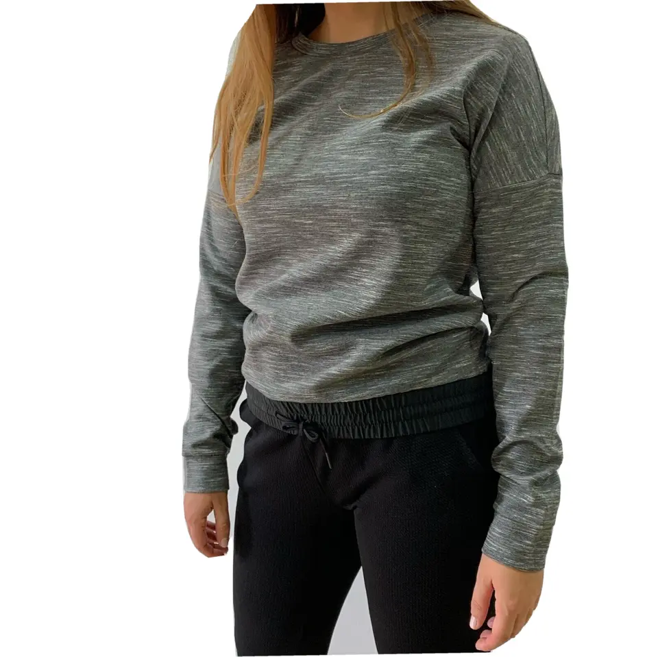 Lacoste Women Sweatshirt Pull Over Gray XS S M Cotton Sport Tennis Long Sleeve
