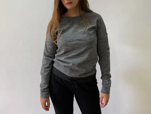 Lacoste Women Sweatshirt Pull Over Gray XS S M Cotton Sport Tennis Long Sleeve