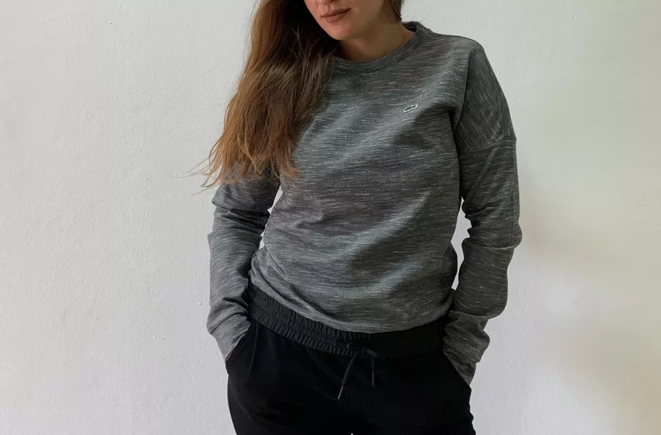 Lacoste Women Sweatshirt Pull Over Gray XS S M Cotton Sport Tennis Long Sleeve