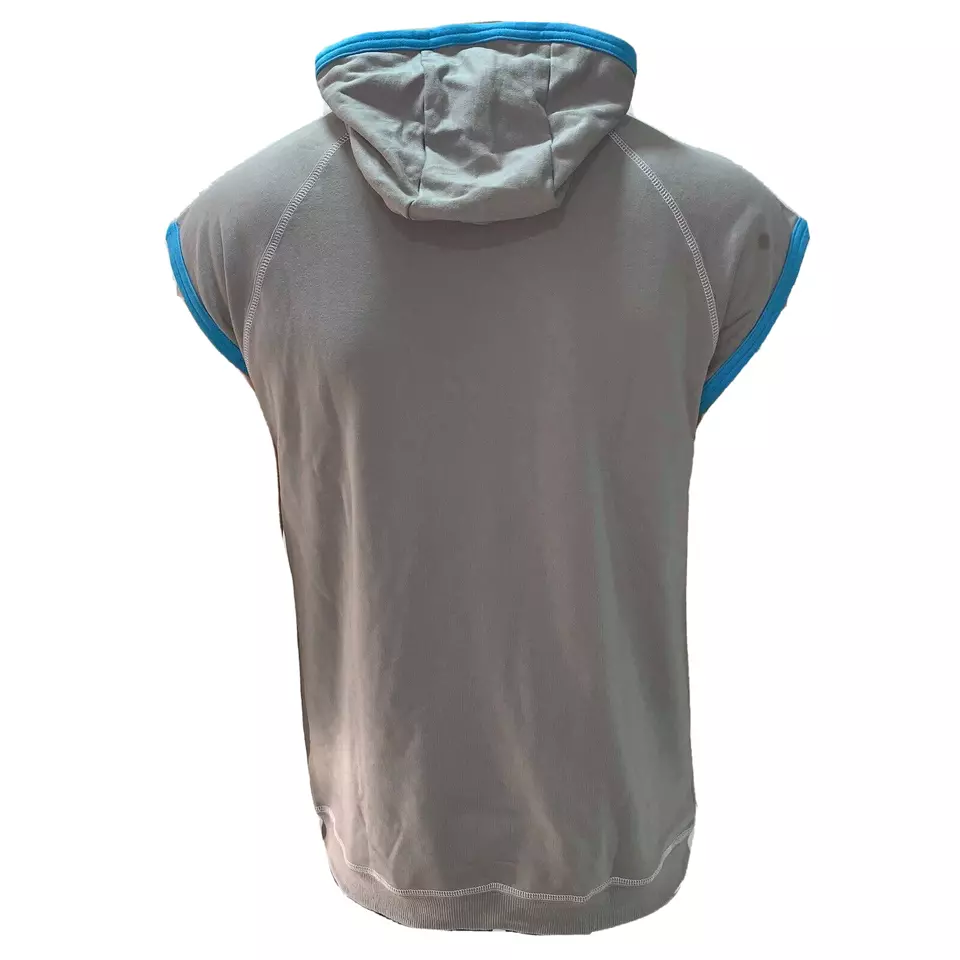 Lacoste Mens Vest Sweatshirt XL Gray Blue Hooded Sleeveless Cotton