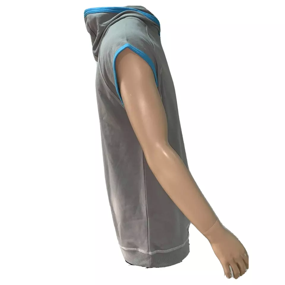 Lacoste Mens Vest Sweatshirt XL Gray Blue Hooded Sleeveless Cotton