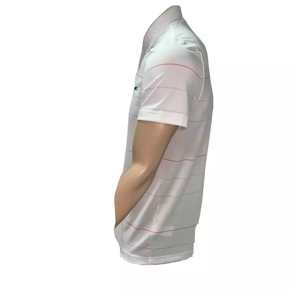Lacoste Mens Polo Shirt S White Striped Technical Jersey Sport Golf DH3443